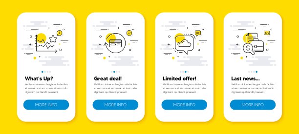 云传播矢量集，排名明星和退款佣金线图标集。向量图片下载