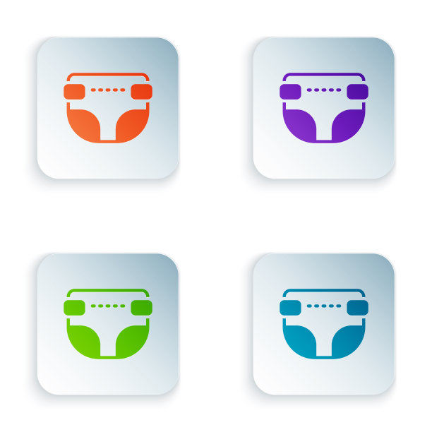 彩色成人纸尿裤图标隔离在白色图片下载