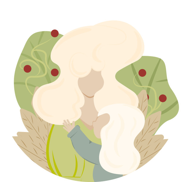 妈妈和女儿拥抱着周围的鲜花图片下载