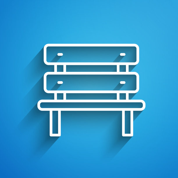 白线凳图标孤立在蓝色背景图片下载