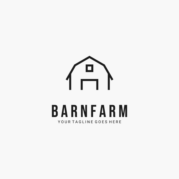 线条艺术谷仓极简标志符号设计图片下载