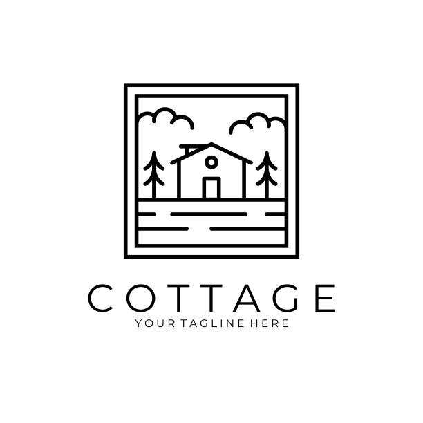 别墅线条图标标志符号设计图片下载