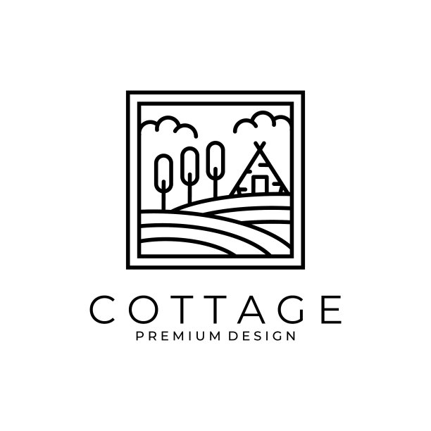 农村村舍标志符号设计线条艺术图片下载