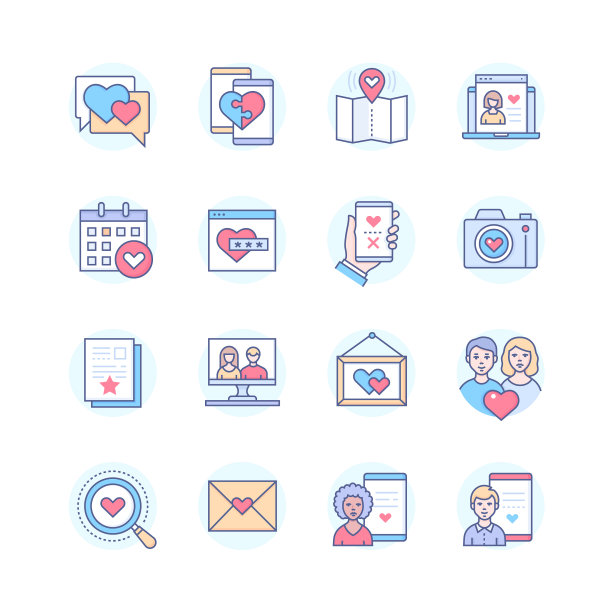 互联网相亲-现代线条设计风格图标图片下载