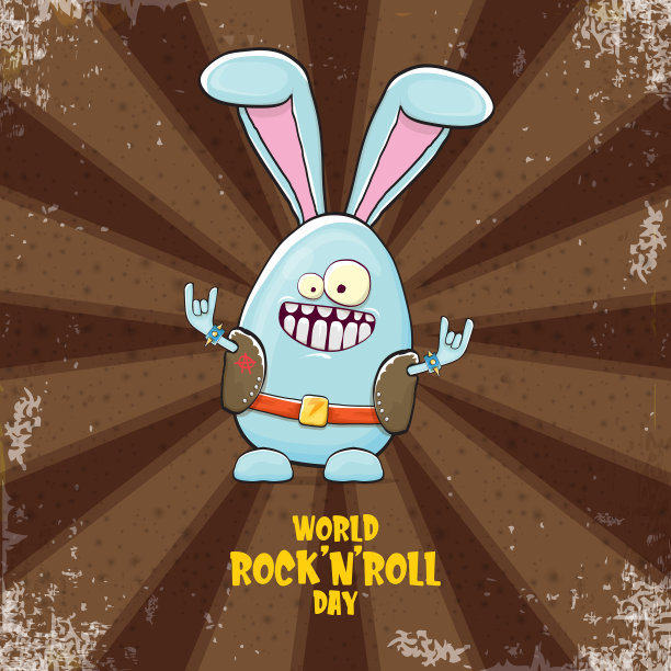 世界摇滚日海报与有趣的卡通图片下载