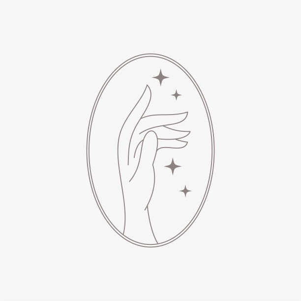 极简线性风格的女性手部标志。矢量素材插画：手、星形、插画、标志图片下载