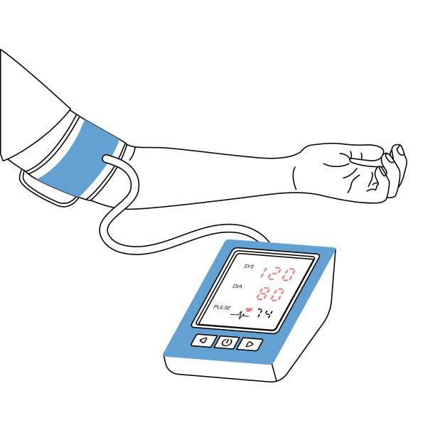 矢量大纲插图的一个眼压计和手图片下载