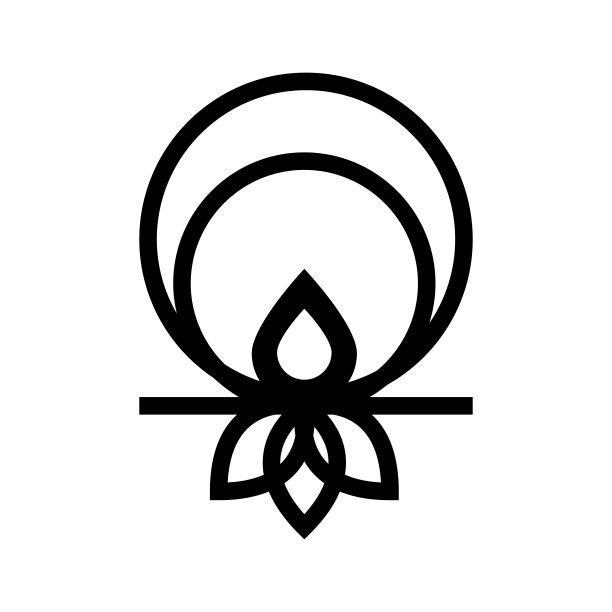 矢量标志，其中一个抽象的形象一滴和莲花下，它和月亮在上面。图片下载