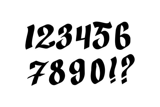 哥特数字从1到9。手写股票字体印刷图片下载