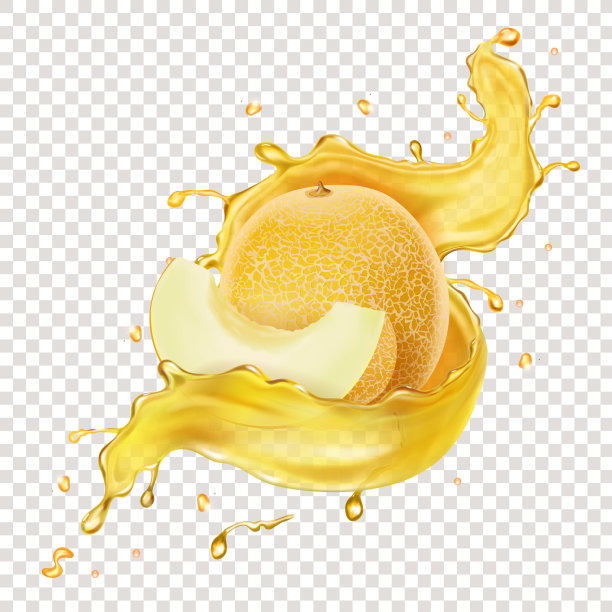 甜瓜黄色，果实逼真，透明图片下载