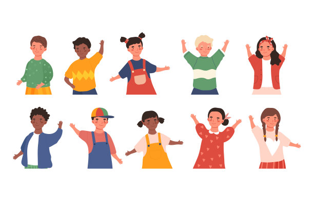 一组儿童角色。图片下载