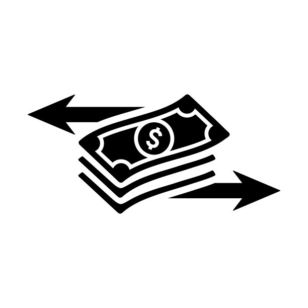 汇款图标。黑色矢量图形。图片下载