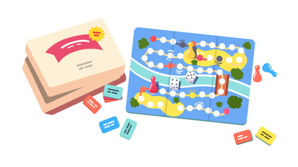 孩子的棋盘游戏。投掷骰子，移动棋子和纸板箱。休闲活动和儿童发展。平面矢量对象插图图片下载