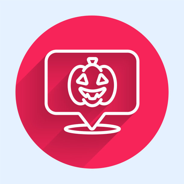 白色线南瓜图标孤立与长影子图片下载