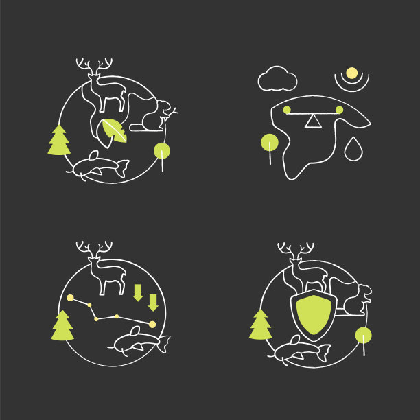 生物多样性粉笔图标集图片下载