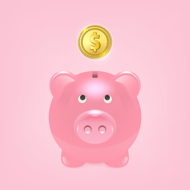 逼真的3d粉色复古储蓄罐特写图片下载