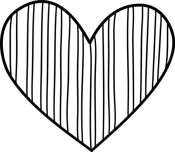 条纹心图标手绘和轮廓风格图片下载