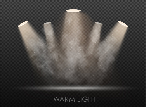 温暖的灯光设置在一个透明的背景灯泡图片下载