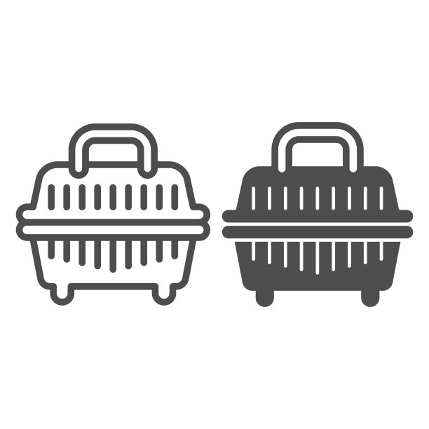 塑料篮子的宠物线和固体图标图片下载