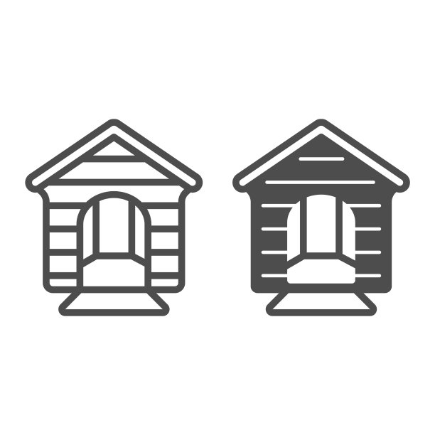 狗屋线和固体图标动物医院图片下载