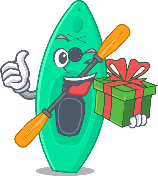 独木舟卡通人物概念与大礼物图片下载