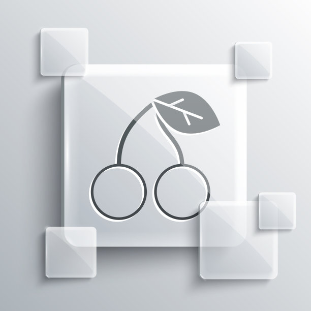 灰色樱桃图标孤立在灰色背景图片下载