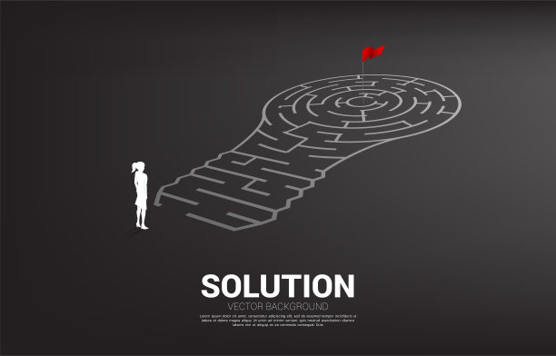 商人的剪影与灯泡从迷宫游戏。图片下载