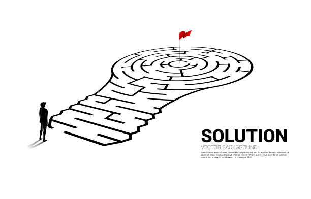 商人的剪影与灯泡站从迷宫游戏。图片下载