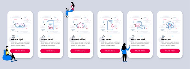 一组商业图标，如明星，智能手机充电，批准文件。向量图片下载