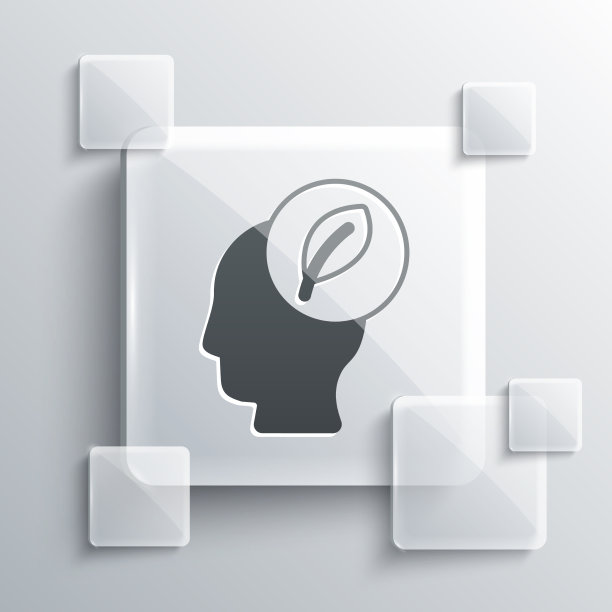 灰色的人头，里面有叶子的图标孤立在上面图片下载