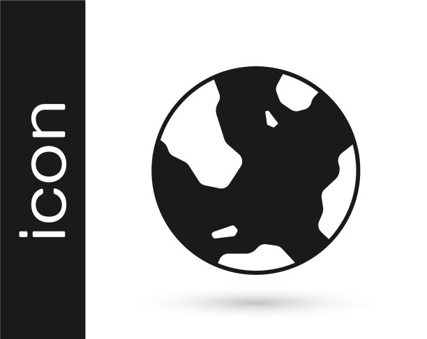 黑色地球地球仪图标孤立在白色图片下载