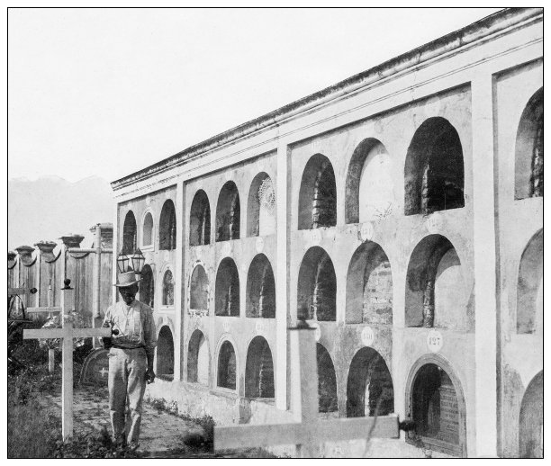 古黑白照片:公墓，圣克拉拉，古巴图片下载