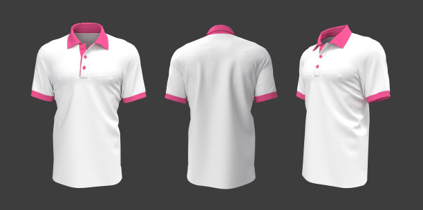 空白领口衬衫模型在前面，侧面和背面的观点图片下载