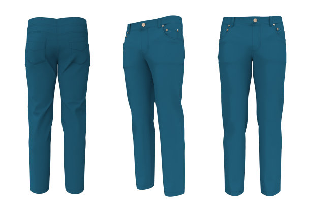 男士牛仔裤的正面，侧面和背面的观点图片下载