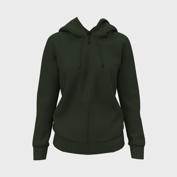 空白连帽运动衫模型与拉链在前视图图片下载