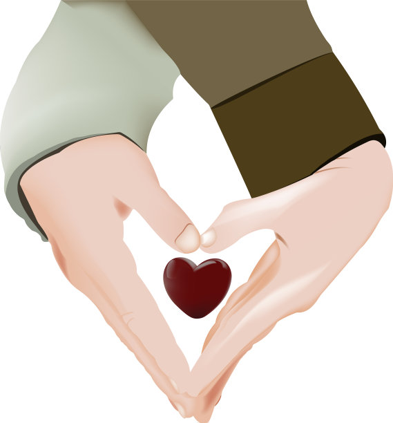 手牵手，用爱交织成心形图片下载