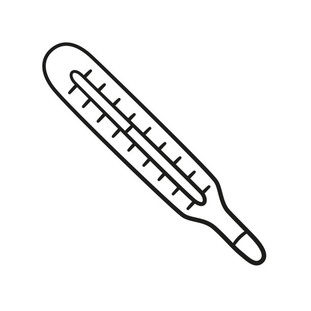 手绘涂鸦风格的医用体温计图片下载