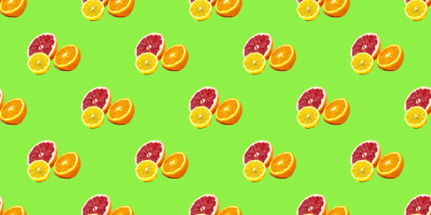 柠檬，橙子和葡萄柚无缝图案图片下载