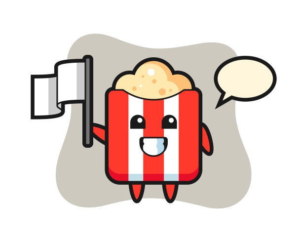 卡通爆米花举着旗图片下载