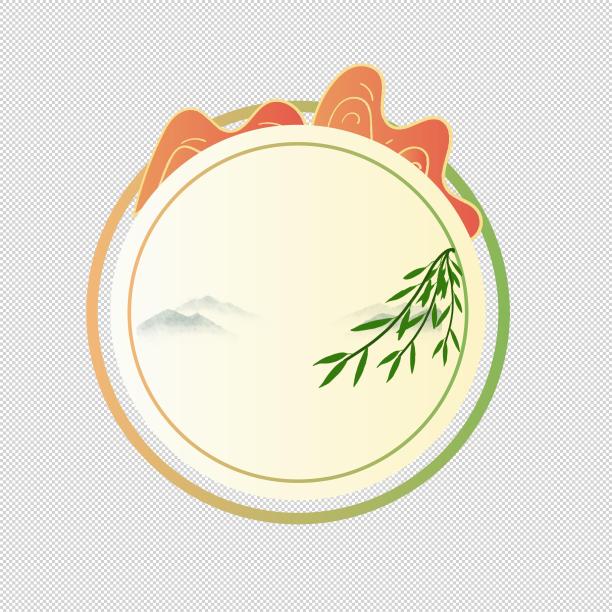 端午节复古红色柳叶节日边框素材图片