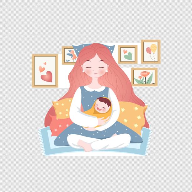 母亲育儿插画图片下载