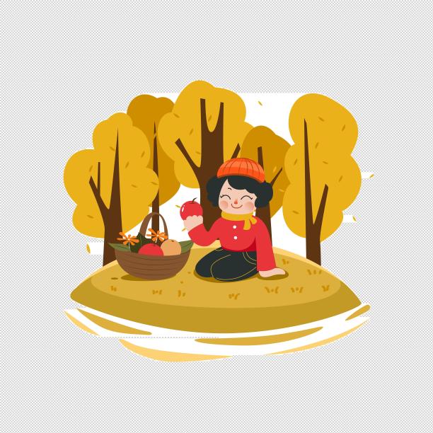 秋天户外野餐插画图片下载