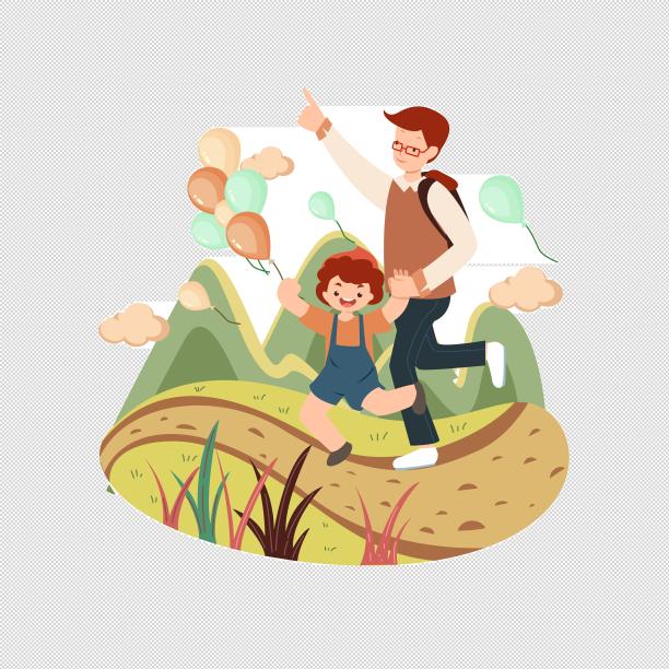 父亲节父子出游插画图片下载