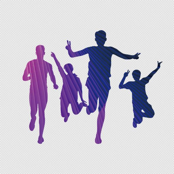 高考人物奔跑剪影卡通元素图片下载