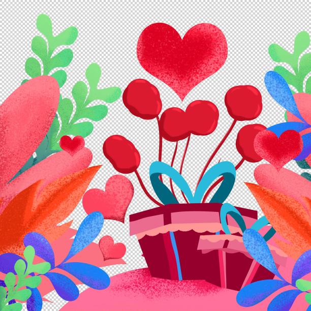 情人节礼品盒插画素材图片
