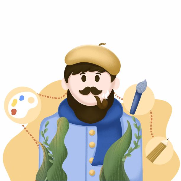 画家形象插画图片下载