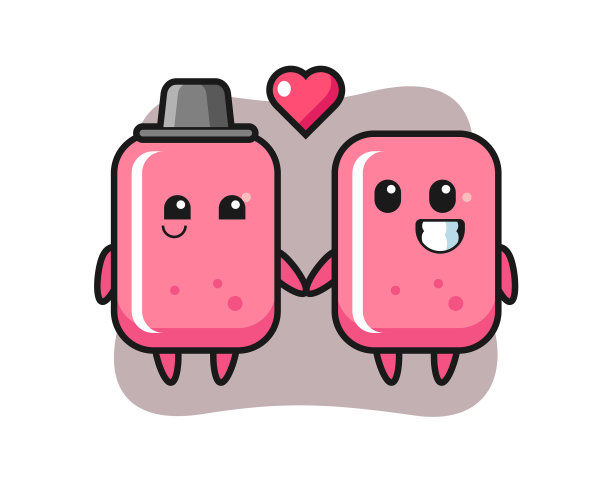 泡泡糖卡通人物与落在一起图片下载