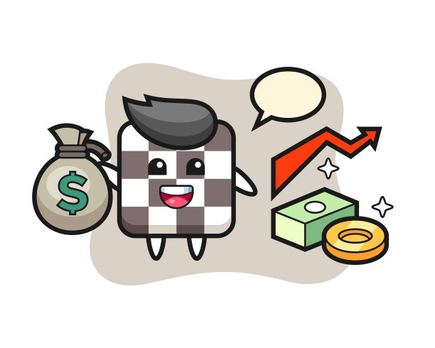 棋盘卡通拿着钱袋图片下载