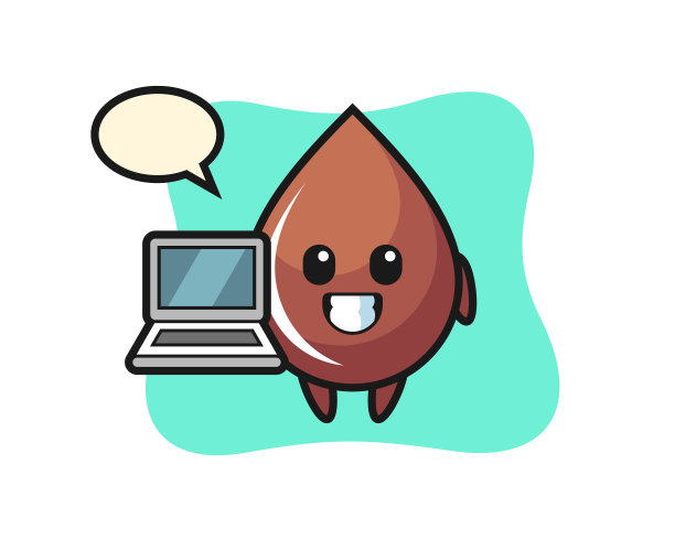 吉祥物巧克力和笔记本电脑图片下载