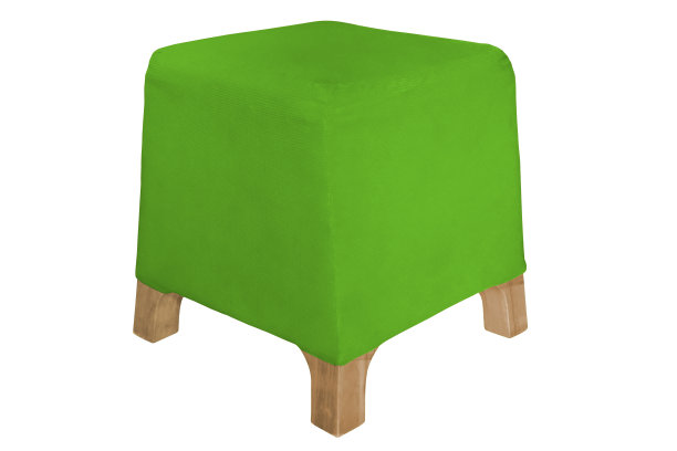 绿色织物垫低凳子孤立在白色的背景图片下载